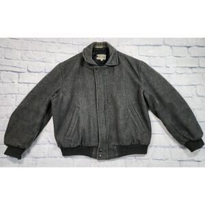 DASH MENS SIZE 42 Wool Nylon Made In Canada Grey Lined Bomber Jacket VINTAGE 90s